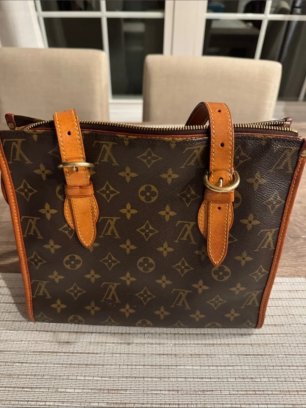 Louis Vuitton Monogram Canvas Messenger Bag with Tan Leather Trim